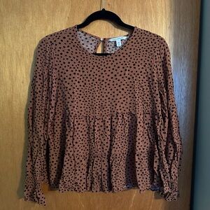 Popsugar Dotted Babydoll Crop Blouse